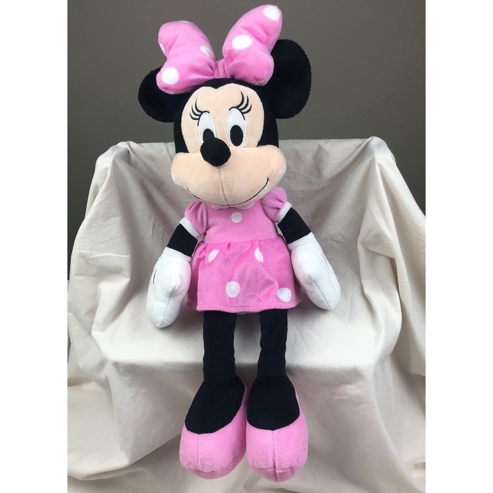 Disney Minnie Mouse 17" Kids Plush Stuffed Animal Doll Toy Pink Polka Dot Dress